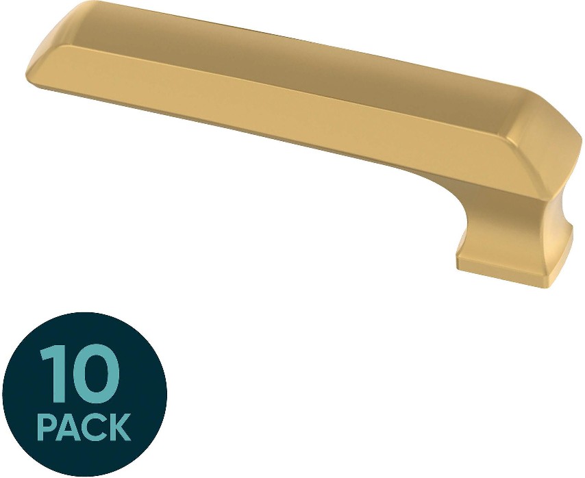 Ivy 3-5/32-in Brushed Brass Square Cabinet Knob 10 -Pack