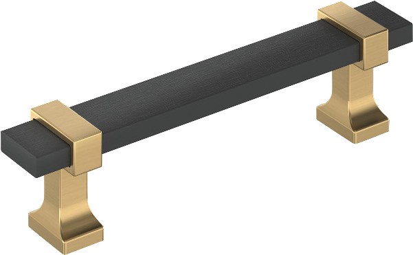 Overton 3-3/4-in , 96mm Center to Center Brushed Matte Black/Champagne Bronze Rectangular Bar Drawer Pull