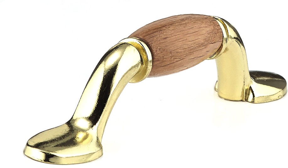 3-in , Oak and Brass Arch Handle Drawer Pull
