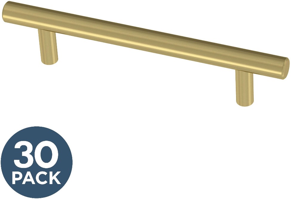 Simple Bar 3-3/4-in , 96mm Center to Center Satin Gold Cylindrical Bar Drawer Pull 30 -Pack