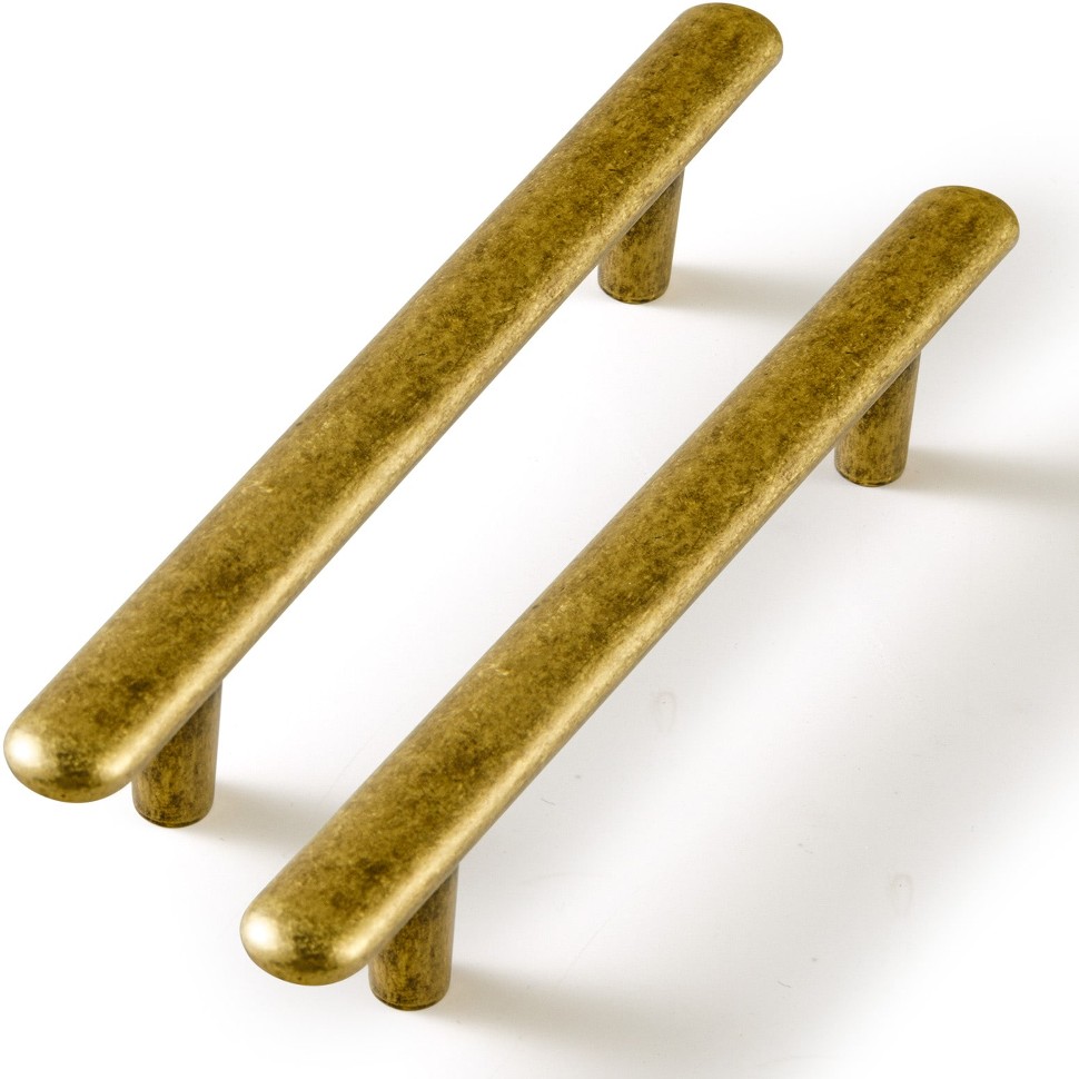 3-3/4-in , 96mm Center to Center Antique Brass Rectangular Handle Drawer Pulls 6 -Pack