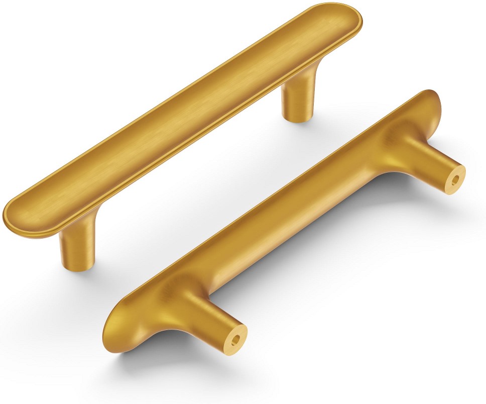 Maven 3-3/4-in , 96mm Center to Center Brushed Golden Brass Oblong Handle Drawer Pull 10 -Pack