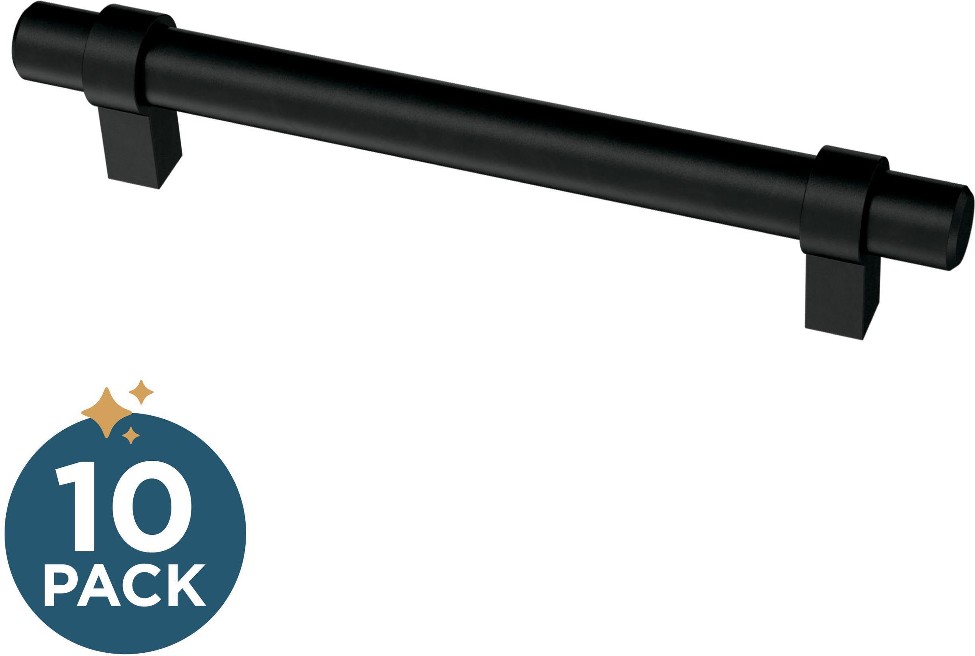 Simple Wrapped Bar 5-1/16-in , 128mm Center to Center Matte Black Rectangular Bar Drawer Pull 10 -Pack