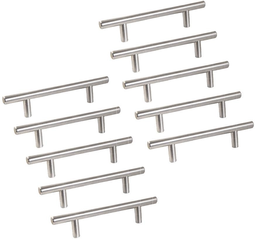 8-in , 203mm Center to Center Stainless Steel Dual Mount Cylindrical Bar Drawer Pull 10 -Pack