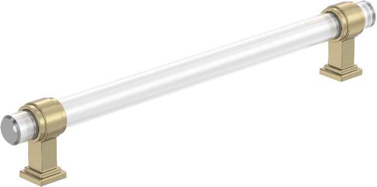 Glacio 8-in , 203mm Center to Center Clear/Golden Champagne Cylindrical Bar Drawer Pull