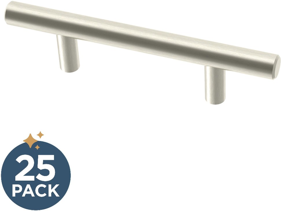 Solid Bar 3-in , 76mm Center to Center Stainless Steel Cylindrical Bar Drawer Pull 25 -Pack