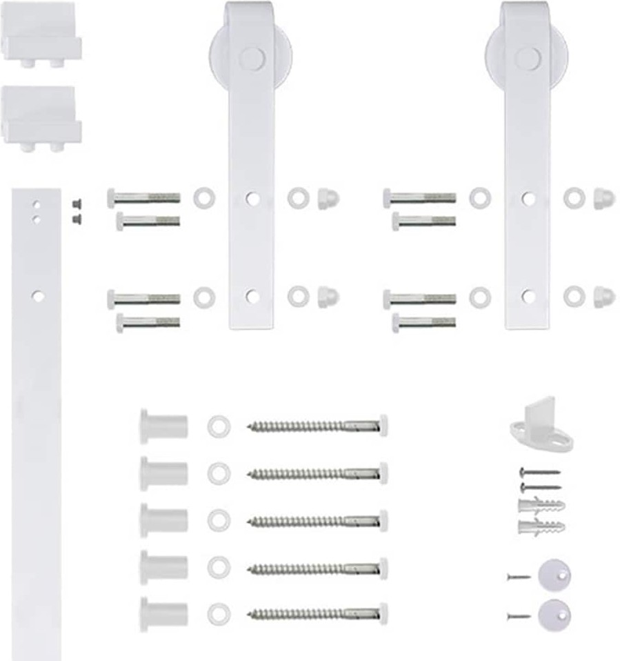 78-3/4-in Matte White Indoor Standard Soft Close Single Barn door hardware kit