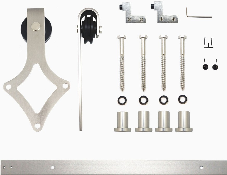 60-in Brushed Brushed Nickel Indoor Diamond Single Barn door hardware kit