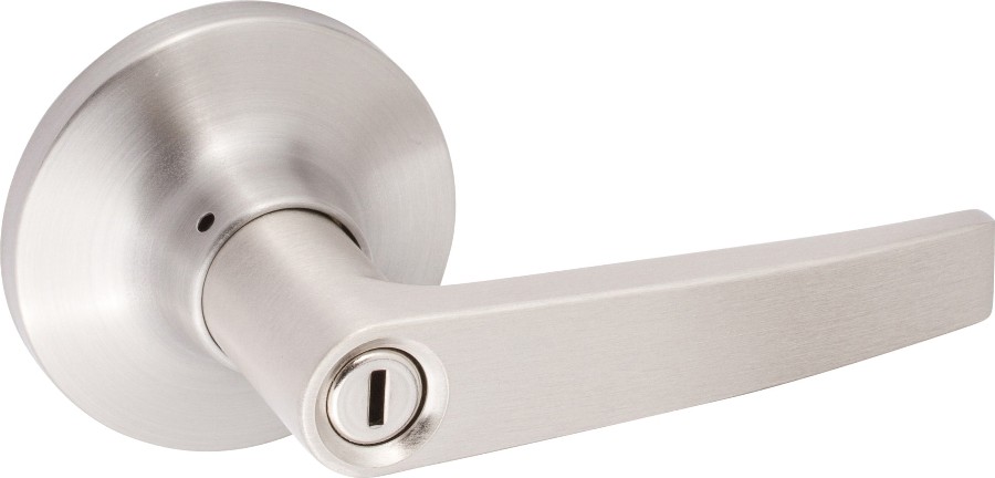 Sure-Loc Door Hardware Cedar Satin Nickel Interior or Bed/Bath Privacy Door Handle