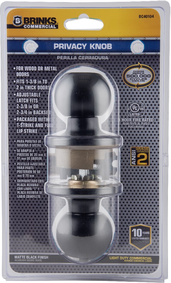 Matte Black Interior Bed/Bath Hall/Closet Privacy Door Knob