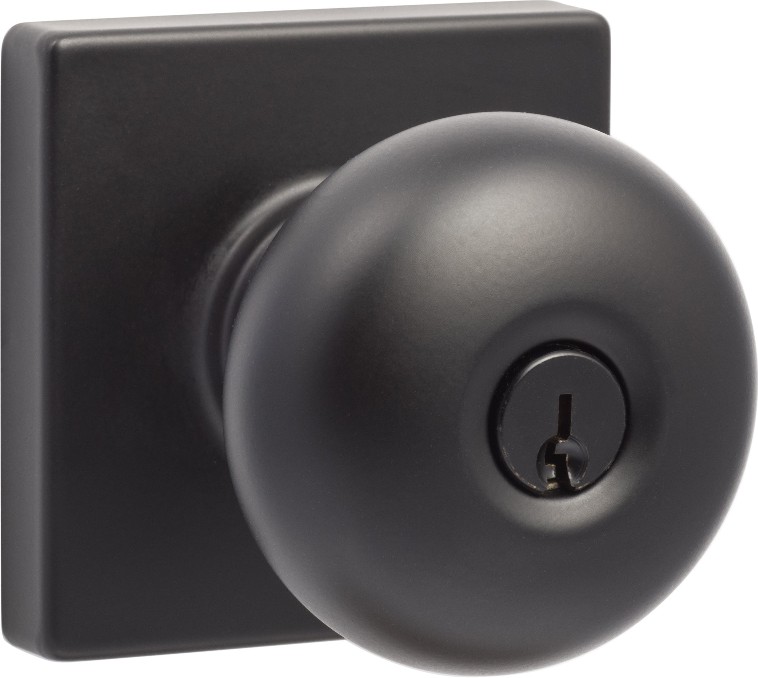Sure-Loc Door Hardware Durango-Square Flat Black Interior Keyed Entry Door Knob