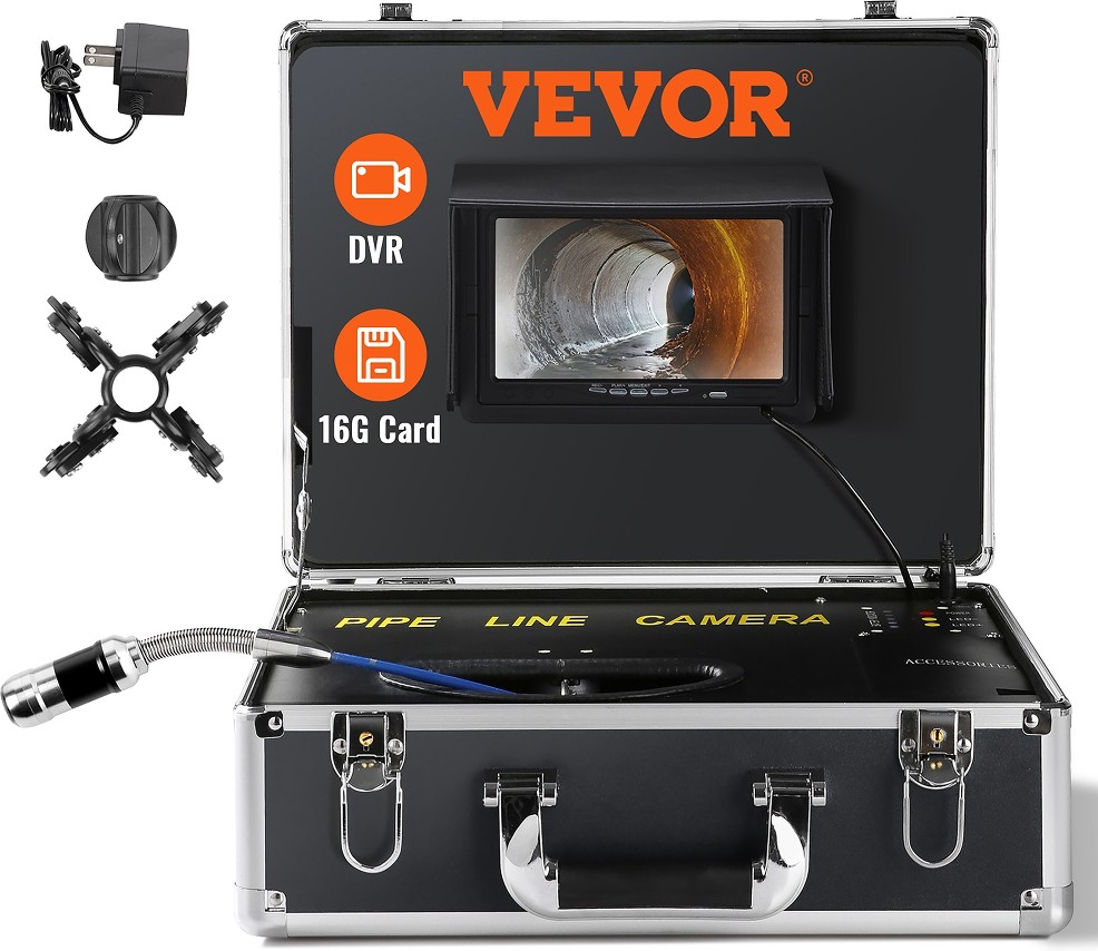 Sewer Camera Pipe Inspection Camera 7-inch 480p Screen Pipe Camera 100 ft
