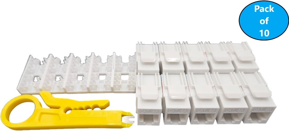 10 -Pack Plastic CAT6a Ethernet Wall Jack