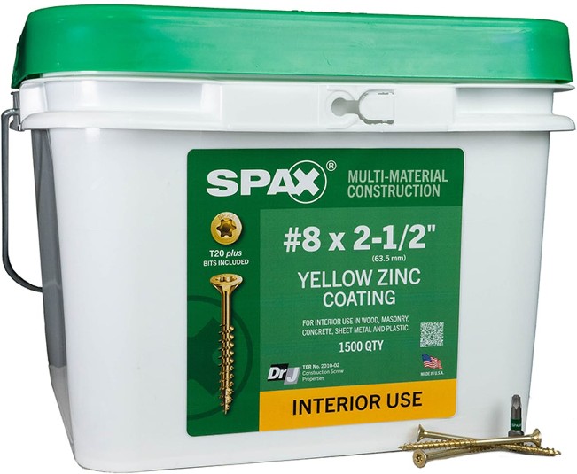 Construction Framing Countersunk Flush Finish #8 x 2-1/2-in Yellow zinc Interior Wood screws ( 1500 -Per Box )