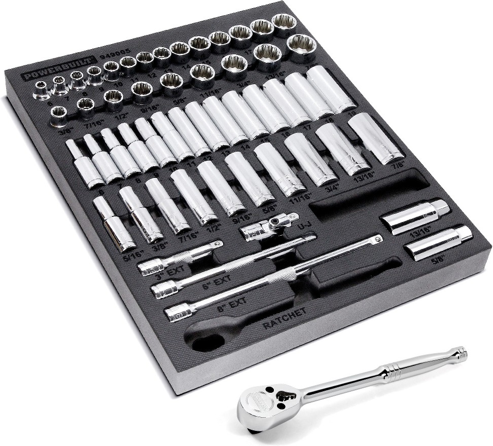 3/8-in Drive Standard (SAE) and Metric Shallow/Deep Socket Set 54 -Pieces