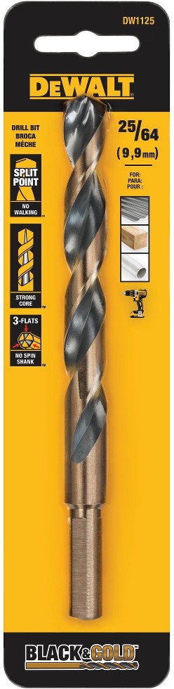 25/64-in x 5-3/16-in Black and gold coated HSS Jobber length Twist Drill Bit