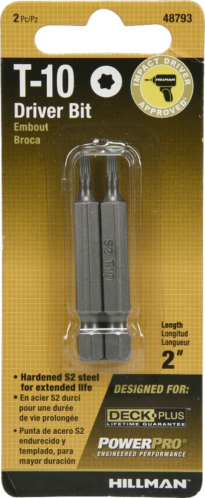2-in T10 Torx Screwdriver Bit Set 2 -Piece