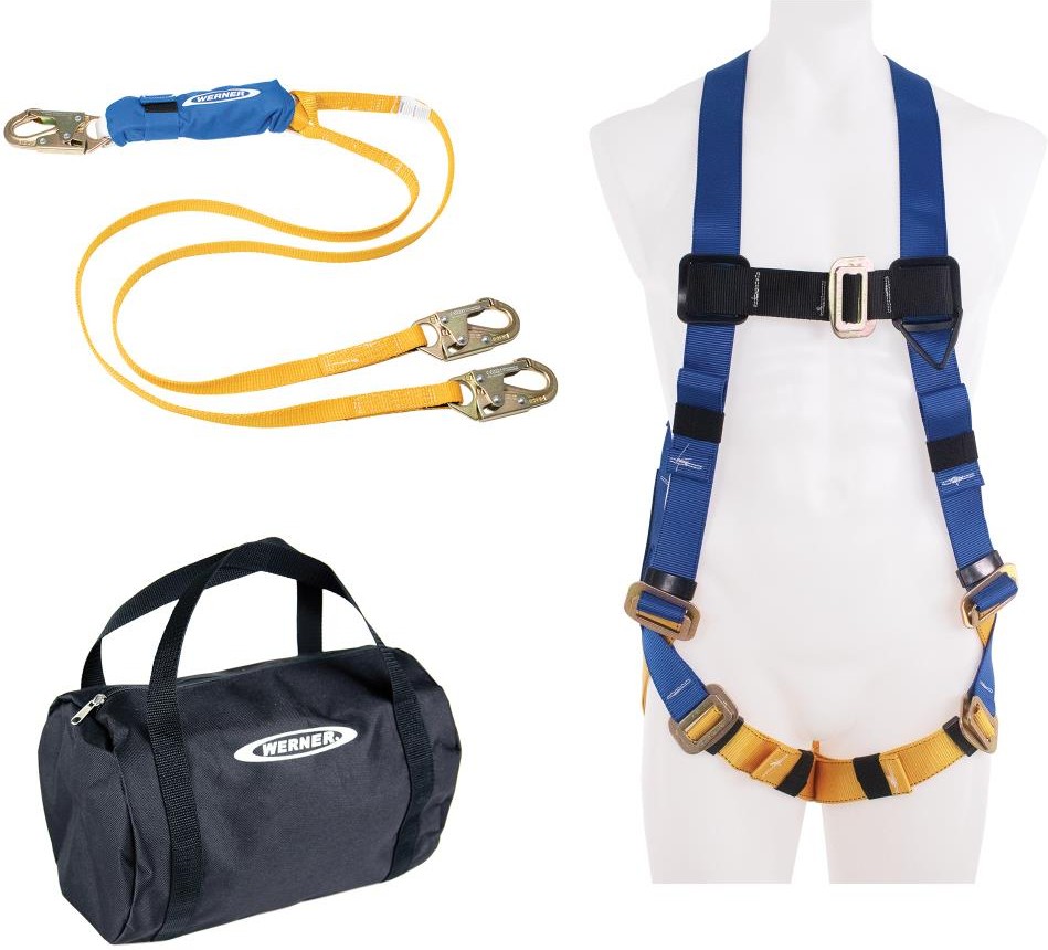 Aerial Kit with Basewear Std Harness, 6Ft Decoil Dual Leg Lanyard Fall Protection Equipment