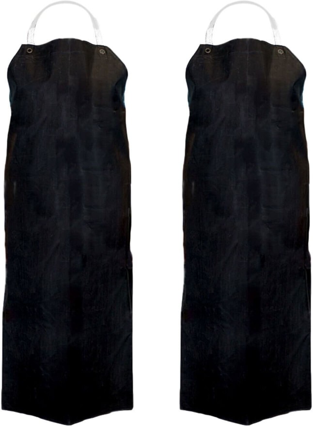 35&#8221; X 48&#8221; Heavy-duty Nitrile Industrial Bib Black Apron, Chemical and Oil Resistant (pack Of 2)