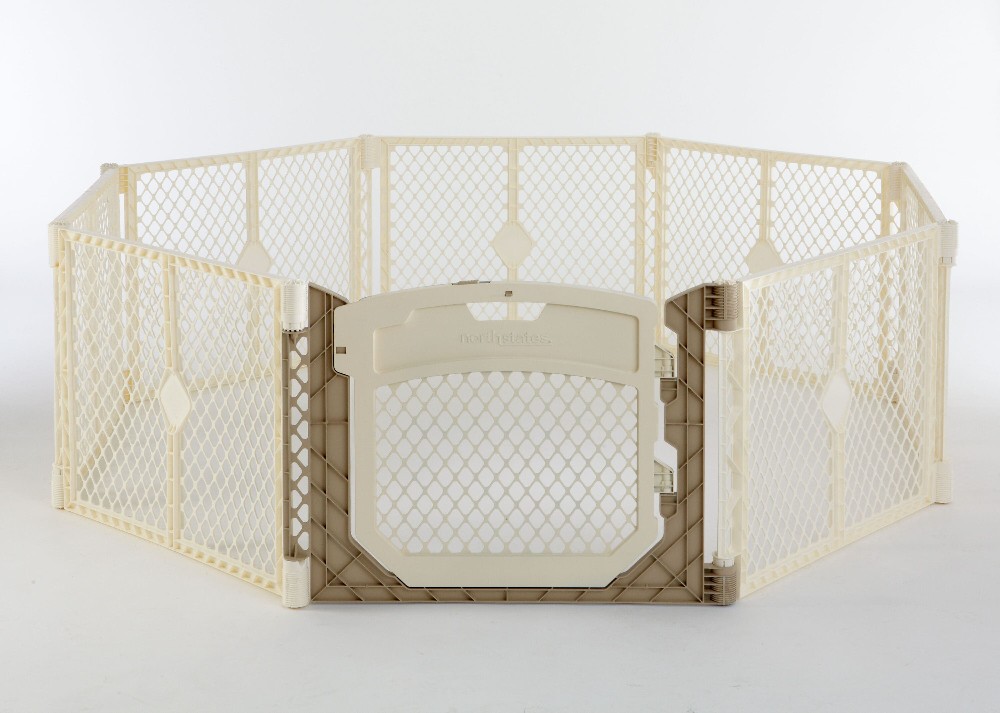 84-in x 26-in Ivory-Linen Plastic Safety Play yard with gate