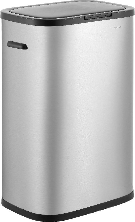 14.5 Gallon Platinum Silver Steel Indoor Kitchen Swing/Push Lid Trash Can
