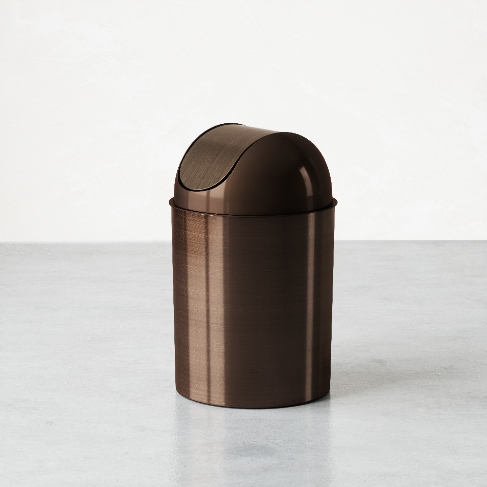2.5 Gallon Bronze Plastic Indoor Kitchen Swing/Push Lid Trash Can