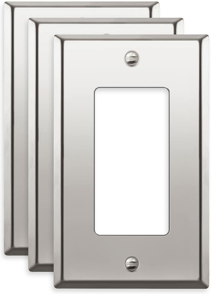 1 -Gang Standard Size Polished Chrome Stainless steel Indoor Decorator Wall Plate 3 -Pack