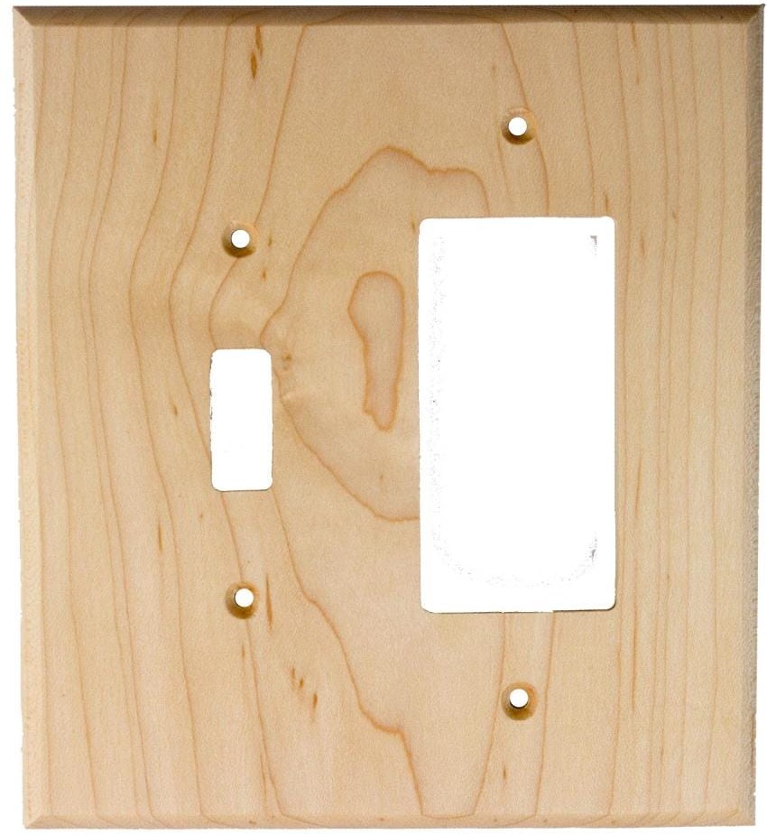 2 -Gang Specialty Size Maple Wood Indoor Wall Plate