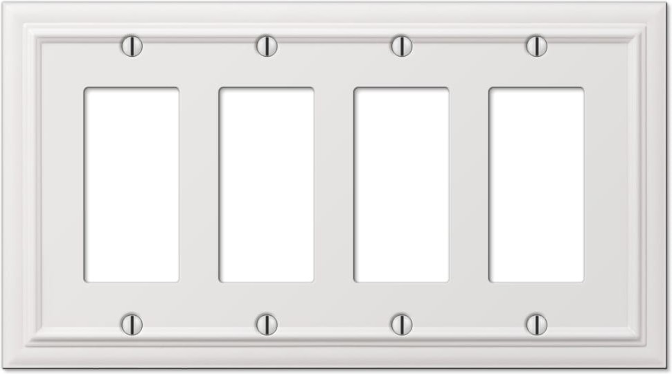 Continental 4 -Gang White Metal Indoor Decorator Wall Plate