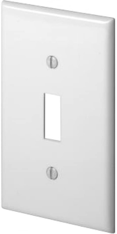 1 -Gang Standard Size White Plastic Indoor Toggle Wall Plate