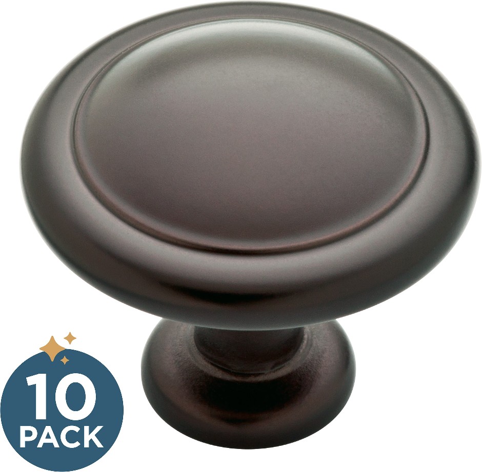 Round Ringed 1-1/4-in Dark Bronze Round Cabinet Knob 10 -Pack