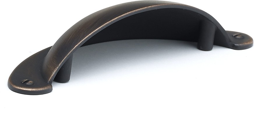 Sorbonne 3-in , 76mm Center to Center Brushed Oil-Rubbed Bronze Oval Cup Drawer Pull