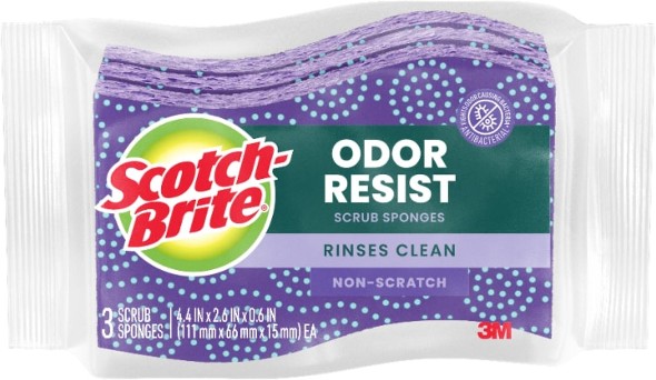 Stay Fresh Non-Scratch Scrub Dots Cellulose Sponge with scouring pad 3 -Pack