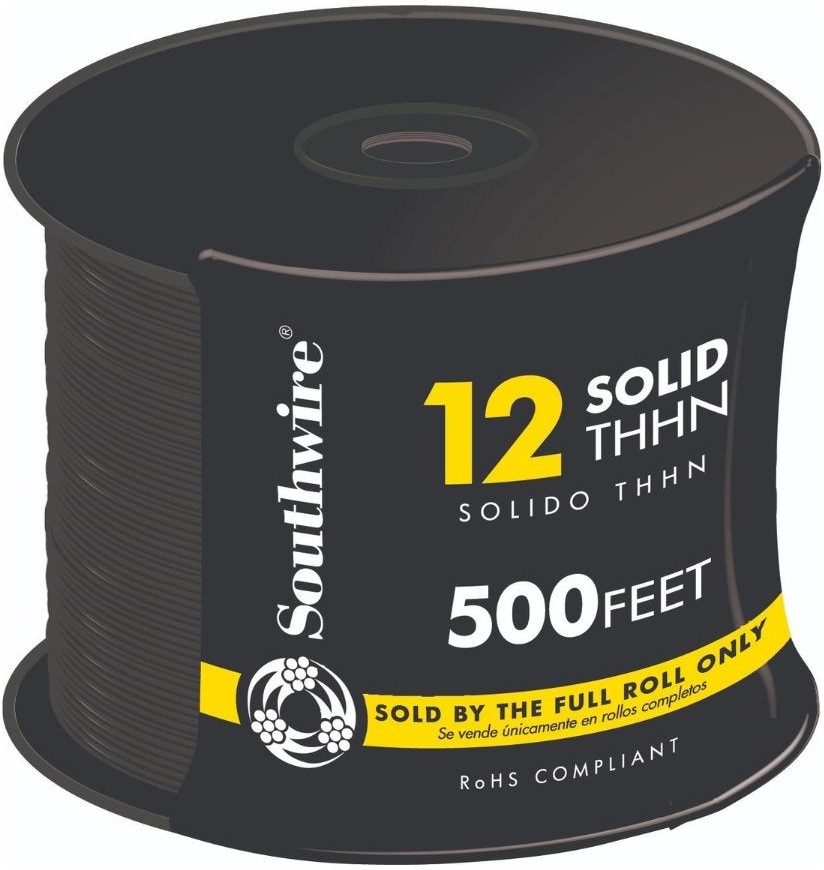 500-ft 12 -AWG Black Stranded Copper THHN wire ( By-the-roll )