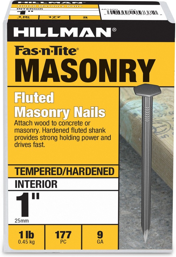 1-in 9 -Gauge Bright Fluted Shank Masonry Nails 177 -Per Box