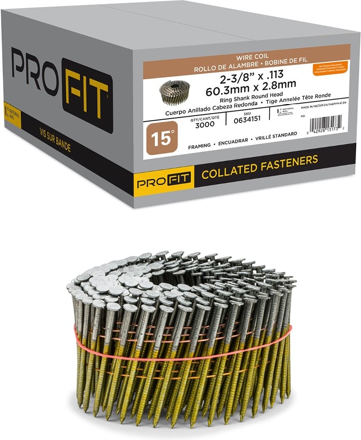 2-3/8-in x 0.113-in 15 -Degree 6d Hot-dipped galvanized Ring Shank Collated Framing nails ( 3000 -Per Box )