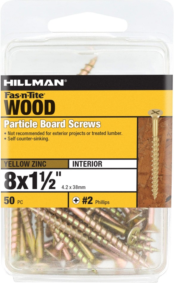 Particle Board Screws #8 x 1-1/2-in Yellow zinc Interior Construction screws ( 50 -Per Box )