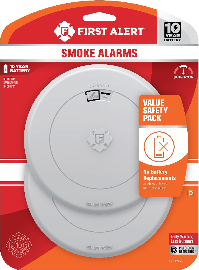 10-Year Battery Battery-operated Photoelectric Smoke detector 2 -Pack