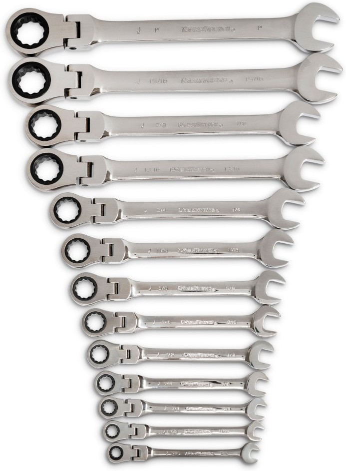 13 -Piece Set Standard (SAE) Flexible Head Ratchet Wrench