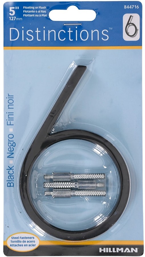 Distinctions 5-in Black Number 6