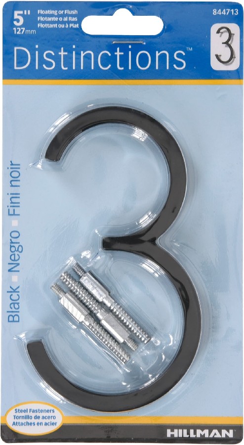 Distinctions 5-in Black Number 3