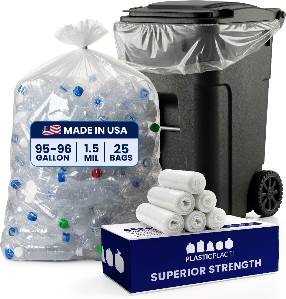 95-Gallon Clear Indoor Plastic Can Twist Tie Trash Bag 25 -Count