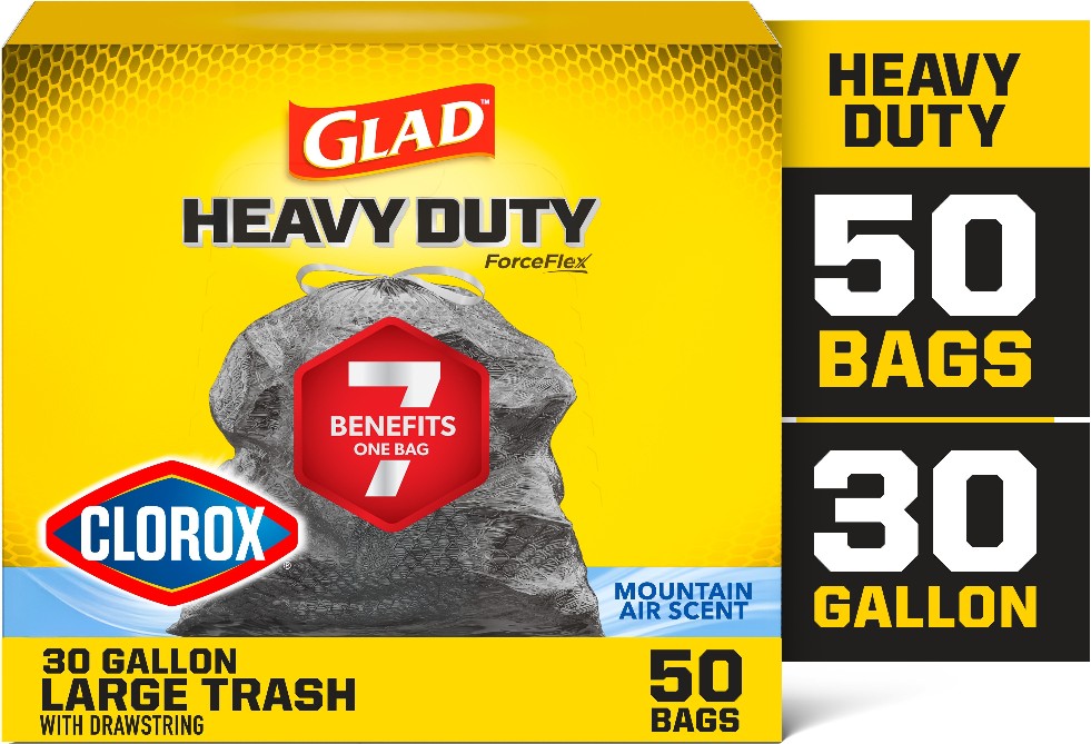 ForceFlex with Clorox 30-Gallon Mountain air Black Outdoor Plastic Can Drawstring Trash Bag 50 -Count