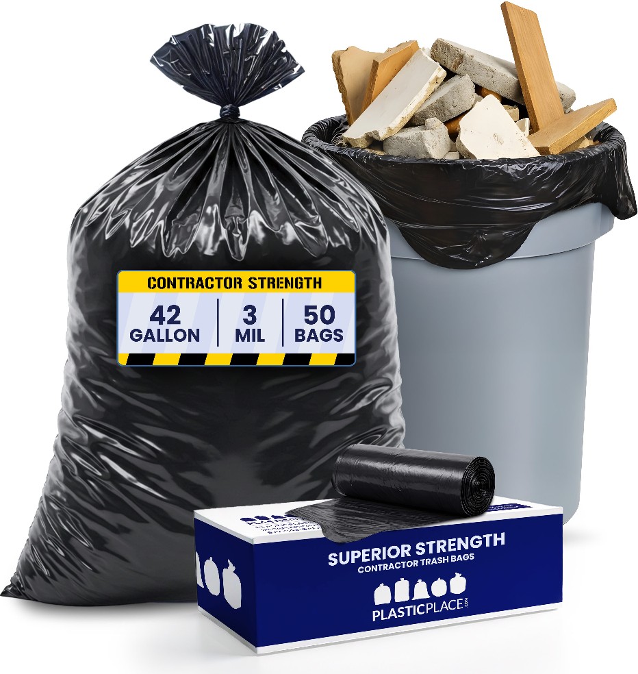 Contractor 42-Gallon Scent free Black Outdoor Plastic Construction Twist Tie Trash Bag 50 -Count