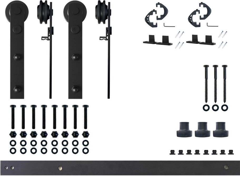 54-in Rustic black Black Indoor I-strap Double Barn door hardware kit