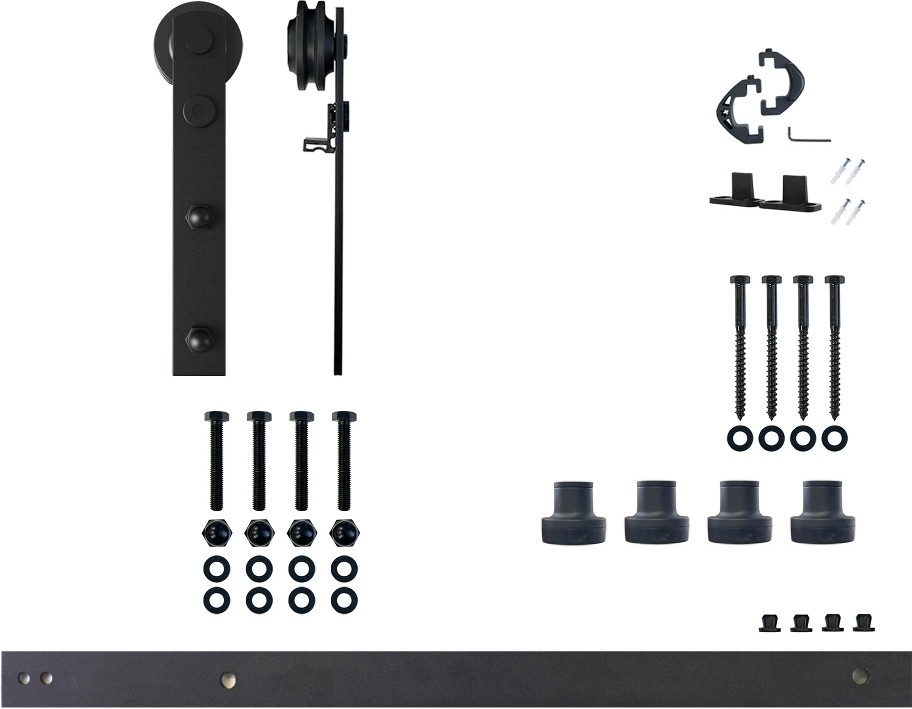 60-in Rustic black Black Indoor I-strap Single Barn door hardware kit