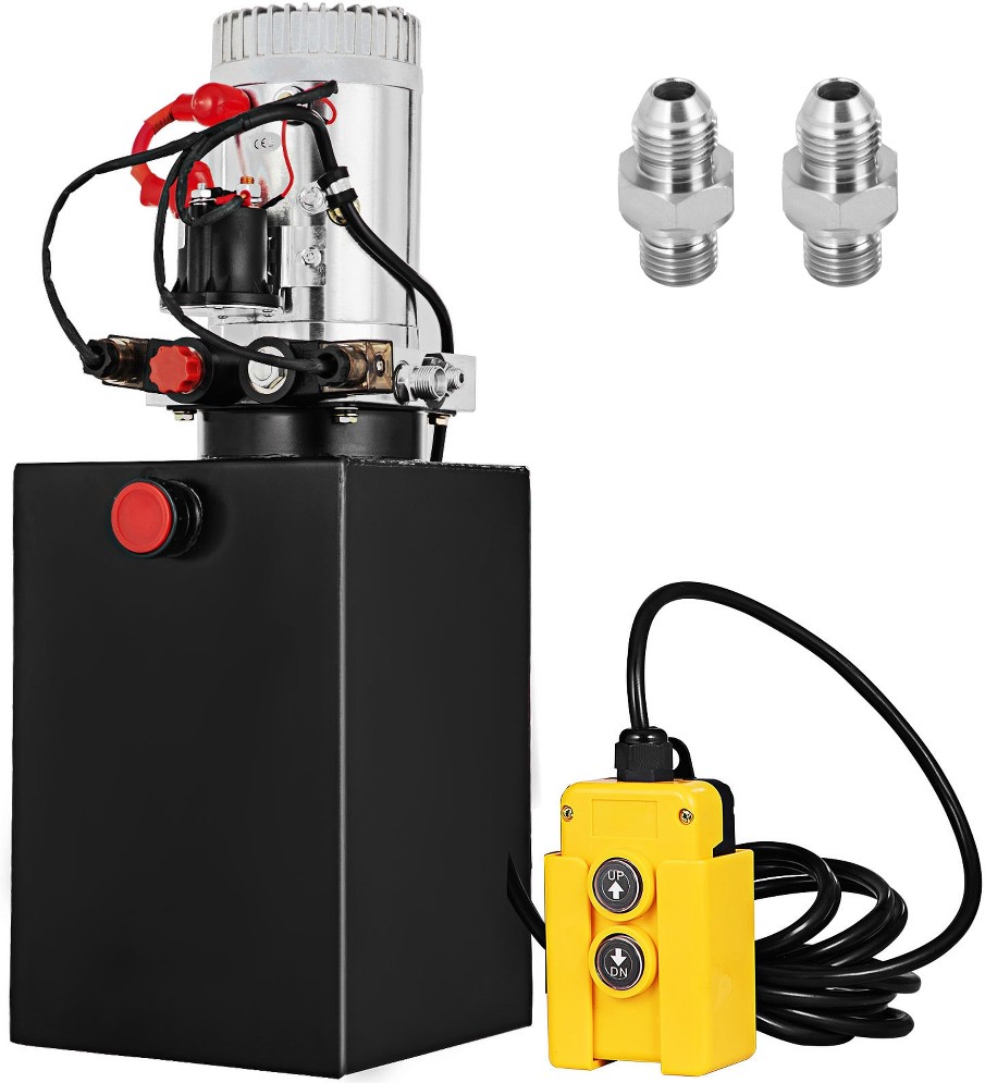 Hydraulic Pump Double Acting Hydraulic Power Unit 12V Dc Dump Trailer Pump 3200Psi (12 Quart, Steel/Double Acting)