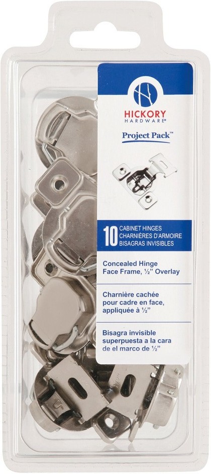 105-Degree 1/2-in Overlay Concealed Self-Closing Polished Nickel Cabinet Hinge, 10 -Pieces