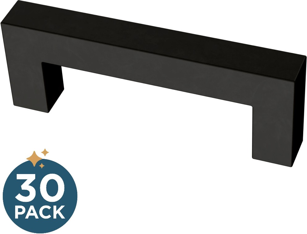 Simple Modern Square 3-in , 76mm Center to Center Matte Black Rectangular Handle Drawer Pull 30 -Pack
