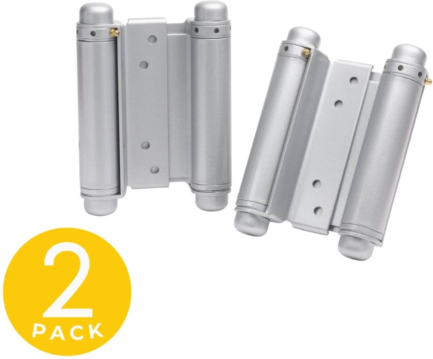 Double Acting Barrel Spring with Fixed Pin 5-in H Square Galvannealed Barrel Interior/Exterior Door Hinge 2 -Pack